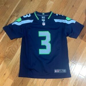 NFL Seattle Seahawks Navy and Neon Green Kids Jersey #3